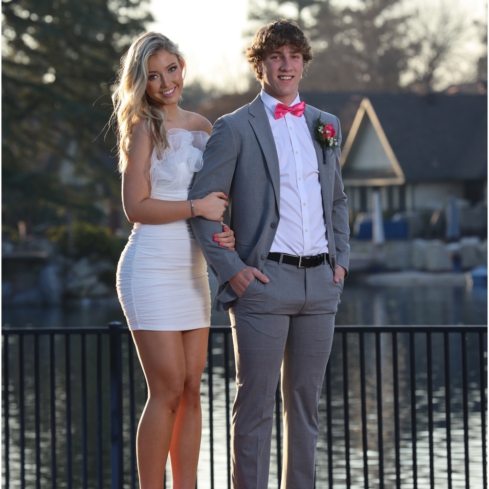 White shirt prom dress